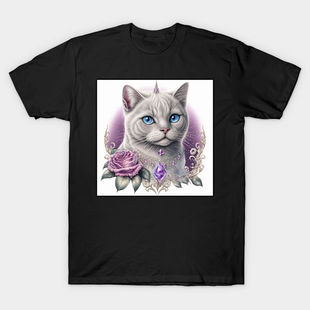 Unicorn White British Shorthair T-Shirt by Enchanted Reverie